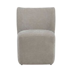 Solid Wood Upholstered Accent Dining Chair with Castors, Eclectic Style, Brown