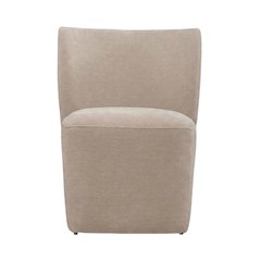 Solid Wood Upholstered Accent Dining Chair with Castors, Eclectic Style, Brown