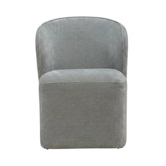 Solid Wood Upholstered Accent Dining Chair with Castors, Eclectic Style, Gray
