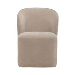 Solid Wood Upholstered Accent Dining Chair with Castors, Eclectic Style, Brown