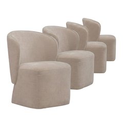 Solid Wood Upholstered Accent Dining Chair with Castors, Eclectic Style, Brown