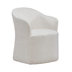 Accent Dining Chair with Castors - Squared Arm - Ivory Upholstry