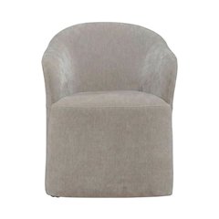 Solid Wood Upholstered Accent Dining Chair with Castors, Eclectic Style, Brown