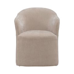 Accent Dining Chair with Castors - Squared Arm - Wicker Upholstry