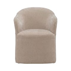 Solid Wood Upholstered Accent Dining Chair with Castors, Eclectic Style, Brown