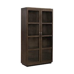 Cascade Falls Display Cabinet for Dining Room with LED Light- Satin Espresso