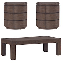 3 Piece Set - Cocktail Table, 2 Round End Tables - Satin Espresso