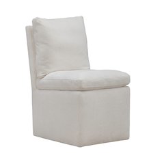Accent Dining Chair with Castors - Squared Back - Ivory Upholstry