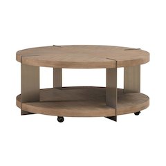 Harlow Living Room Round Cocktail Table  - Sandstone & Satin Nickel