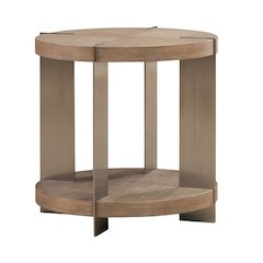 Harlow Living Room Round End Table  - Sandstone & Satin Nickel