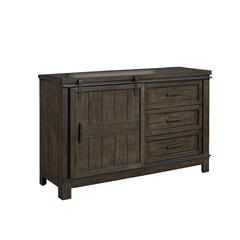 Thornwood Hills Barn Door Dresser in Rock Beaten Brown w/ Saw Cuts