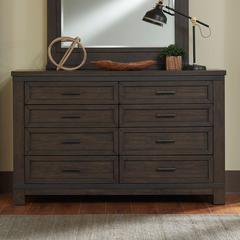 Thornwood Hills 8 Drawer Dresser in Rock Beaten Brown w/ Saw Cuts