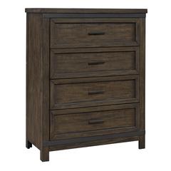 Thornwood Hills 4 Drawer Chest in Rock Beaten Brown w/ Saw Cuts