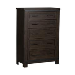 Thornwood Hills 5 Drawer Chest in Rock Beaten Brown w/ Saw Cuts