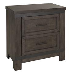 Thornwood Hills Night Stand in Rock Beaten Brown w/ Saw Cuts