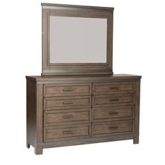 Thornwood Hills Dresser & Mirror in Rock Beaten Brown w/ Saw Cuts