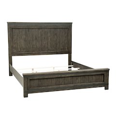 Thornwood Hills King Panel Bed in Rock Beaten Brown w/ Saw Cuts