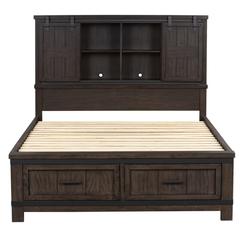 Thornwood Hills Queen Bookcase Bed in Rock Beaten Brown w/ Saw Cuts