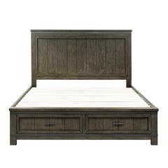 Thornwood Hills Queen Storage Bed in Rock Beaten Brown w/ Saw Cuts