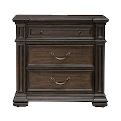 Providence Park Bedroom Nightstand with AC USB Charging Station - Chateau Brown