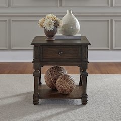 Provence Park Drawer End Table for Living Room - Chateau Brown