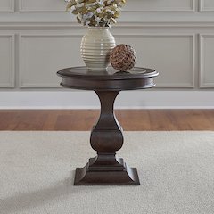 Provence Park Round End Table with Blue Stone Top for Living Room