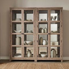 Proximity Place 2 Piece Bunching Display Cabinet Set - Touch LED Light, Mirror