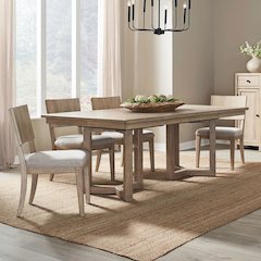Proximity Place 5 Piece Double Pedestal Table Set - 4 Panel Back Chairs, 18"