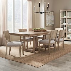 Proximity Place 7 Piece Double Pedestal Table Set - 6 Panel Back Chairs, 18"