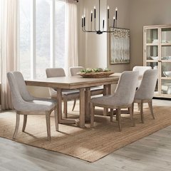 Proximity Place Opt 7 Piece Double Pedestal Table Set - 6 Upholstered Chairs
