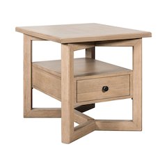 Living Room Rectangular End Table with Storage Drawer - Barley Buff Birch Wood