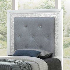 Reflections Full Upholstered Panel Bed Headboard with Touch Lights - Pearl