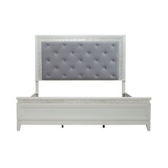 Reflections King Upholstered Bed - Pearl White & Rhinestone