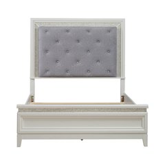 Reflections Queen Upholstered Bed - Pearl White & Rhinestone