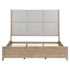 Brentwood King Upholstered Bed - Sandstone Oak Wood