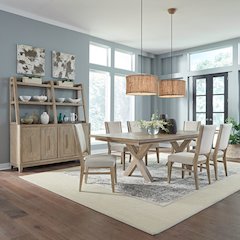 Brentwood 7 Piece Double Pedestal Table Set - Sandstone