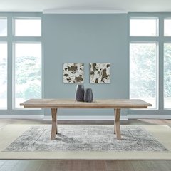 Brentwood Double Pedestal Table Set - Sandstone Oak Wood