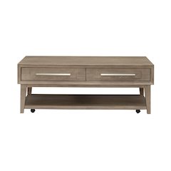 Brentwood Cocktail Table with Drawer Storage - Sandstone Oak Wood