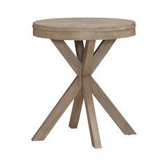 Brentwood Round End Table for Living Room - Sandstone Oak Wood