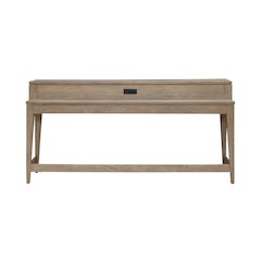 Brentwood Console Bar Table with AC, USB Charging Station - Sandstone Oak Wood