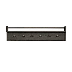 Mill Creek Wall Bridge with 6 Double Hanging Hooks - Peppercorn Oak Wood