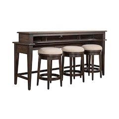 Mill Creek 4 PcConsole Table Set - 3 Upholstered Stools AC USB Charging Station