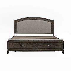 Avalon King Upholstered Storage Bed - Coffee Bean Oak Wood