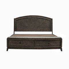 Avalon Queen Panel Storage Bed with Footboard Drawer - Coffee Bean Oak Wood