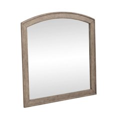 Arched Mirror with Dresser Mount 41" x 40"- Burnished Beige Oak Wood Frame