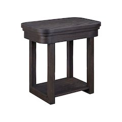 Weston Living Room Chairside Table Bottom Storage Shelf - Peppercorn Oak Wood