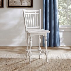 Spindle Back Swivel Counter Height Chairs for Dining Room - Set of 2