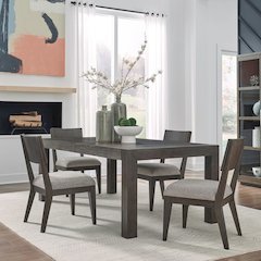 5 Piece Rectangular Table Dining Set with 4 Upholstered Chairs - Satin Espresso