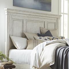 Heartland King Panel Headboard in Antique White w/ Tobacco Top
