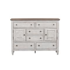 Heartland 2 Door 6 Drawer Chesser in Antique White w/ Tobacco Top